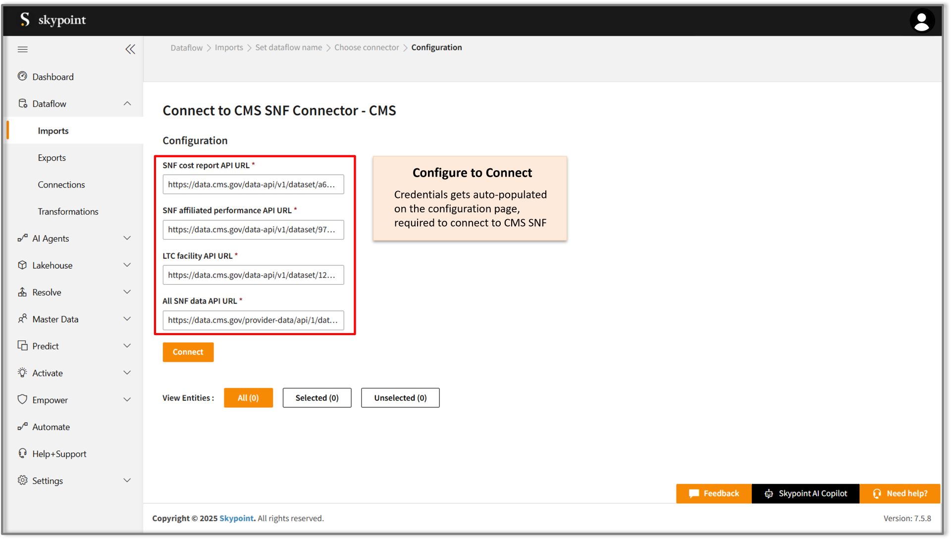 cms snf credentials are autofilled